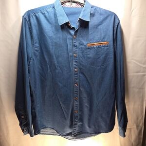 Tiesome Blue XL Long Sleeve Button Down Dress/Casual Shirt